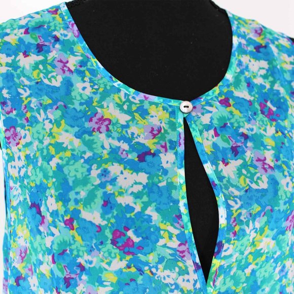 Ramy Brook St. Tropez Blue Water Floral Sleeveless Coverup Tunic Dress OS NEW - Picture 3 of 8